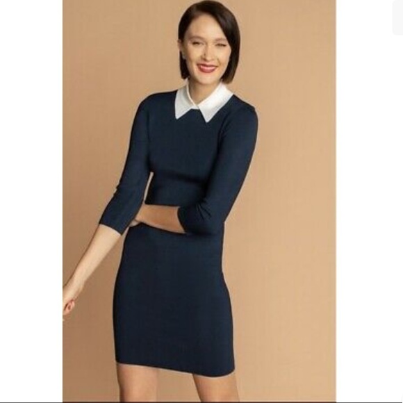 Trina Turk Bookish Sweater Dress Navy Blue Size Medium - Picture 1 of 8